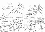 Gunung Gambar Mewarnai Pemandangan Kids Pages sketch template