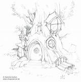 Fairy Coloring Pages House Tree Treehouse Getdrawings Mushroom Drawing sketch template