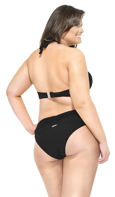 Lehona Pleated Black Balconette Bikini In Large Sizes Ubatuba