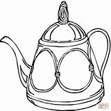 Teapot Coloring Pages Printable Colouring Clipart Cup Coffee Tea Template Clip Popular Kitchen Party sketch template