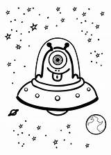 Alien Coloring Space Kids Ufo Outer Pages Drawing Clipart Funny Spaceship Sheets Cliparts Crafts Aliens Astronaut Color Drawings Cute Rocket sketch template