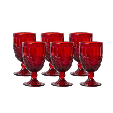 Colored Glass Goblet Vintage Pressed Pattern Wine Glass