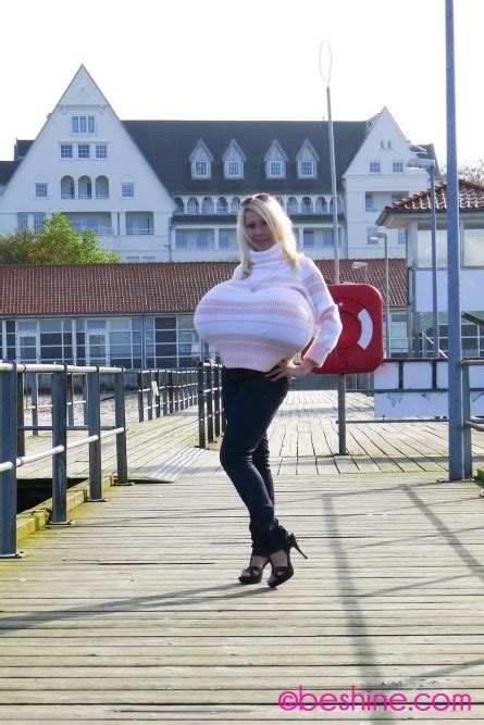 Beshine Stretching Out Her Sweater Outdoors The Boobs Blog