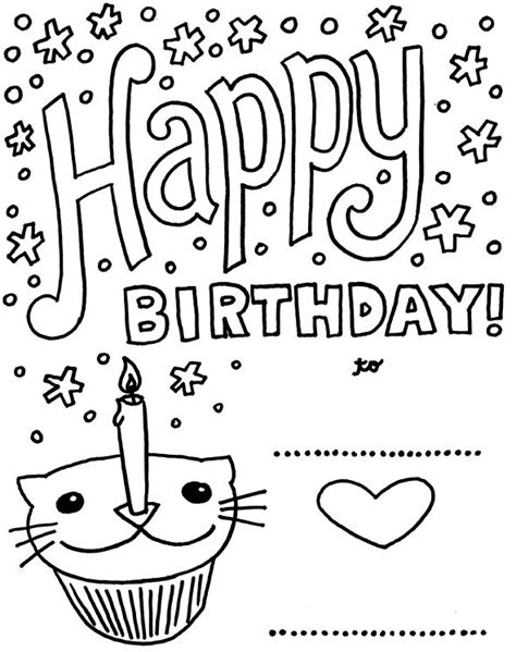 birthday card  pictures cat cupcake coloring pages happy birthday