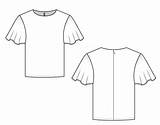 Blouse Drawing Flat Technical Template Fashion Vector sketch template
