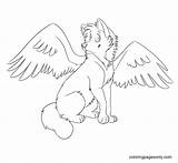 Winged Wolve sketch template