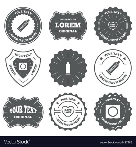 safe sex love icons condom in package symbols vector image