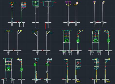 electric pole  cad block  autocad drawing