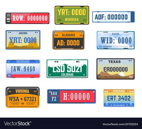 vehicle license car number plates american states vector image
