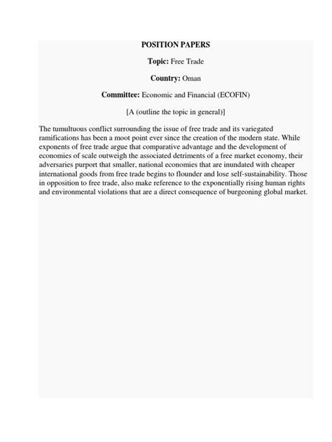 write position papers  model   trade world trade