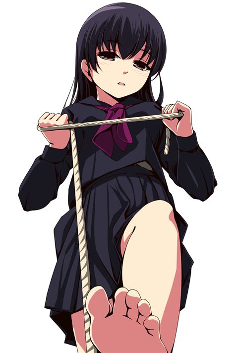 Safebooru 1girl Barefoot Black Hair Black Serafuku Feet From Below