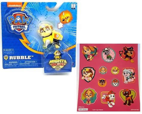 Paw Patrol Mighty Pups Rubble Figure With Light Up Badge