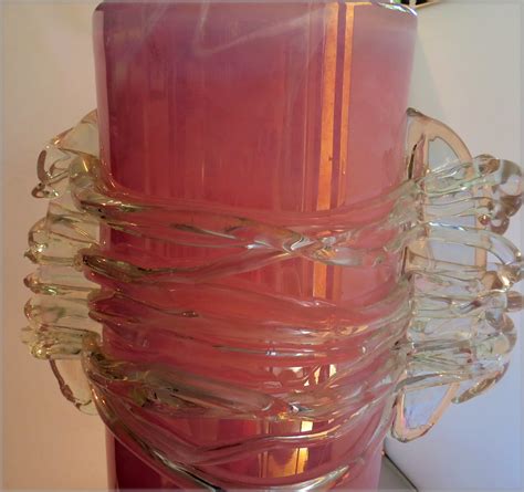 Contemporary Art Glass Pink Vase Signed Jon Art Modernism