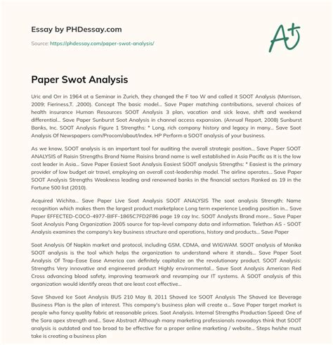 paper swot analysis  words phdessaycom