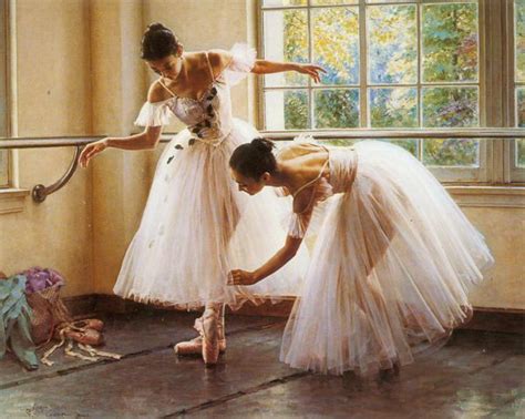 Two Ballerina In Dance Practice Painting On Canvas Wall Art Picture For