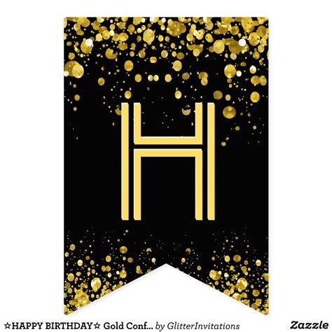 happy birthday gold confetti bunting flags zazzle happy birthday