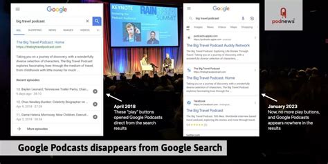 google podcasts disappears  search results