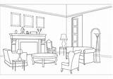 Room Living Drawing Coloring Clipart Colouring Pages Sketch Printable House Cliparts Interior Color Dining Activity Rooms Clip Table Line Bedrooms sketch template