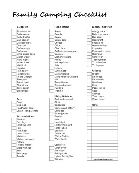 camping packing list camping checklist