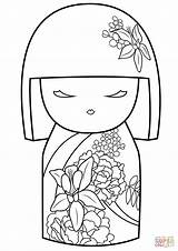 Coloring Pages Japanese Doll Kokeshi Dolls Kimmi Ornament Drawing Flower Printable Color China Awesome Getcolorings Book Dol Print Kimono Asian sketch template