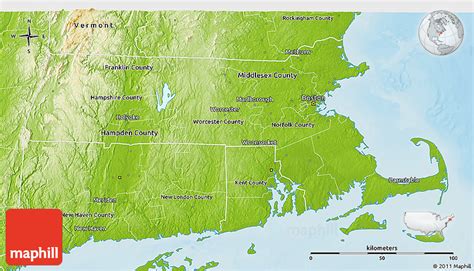Physical 3d Map Of Massachusetts