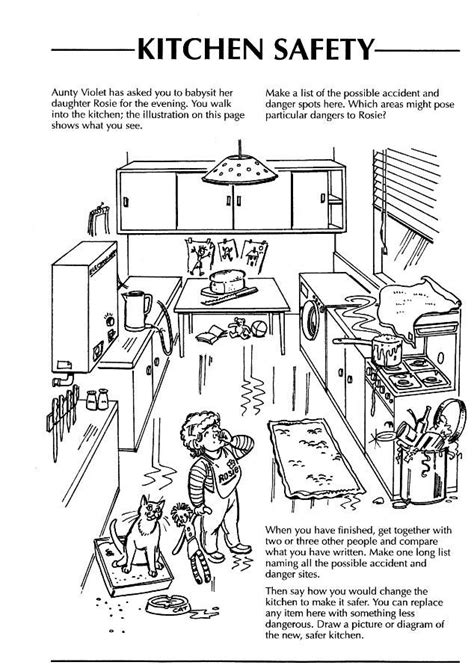 kitchen safety worksheets  kindergarten