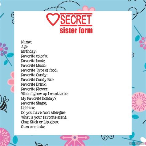 printable secret sister forms printable word searches