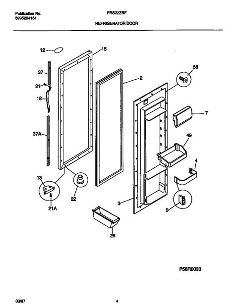 refrigerator door diagram parts list  model frszrfd frigidaire parts refrigerator parts