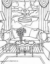 Coloring Pages Interior Room House Color Perspective Drawing Adults Living Adult Colouring Drawings Rooms Printable Interiors Hom Getcolorings Print Fred sketch template
