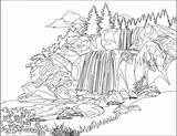 Coloring Waterfall Paisagem Natureza Landschaften Landschaft Sea Berge Ausmalbild Underwater Montanhas Floresta Malvorlagen Erwachsene Bonita Ausdrucken Ilha Jungle Cachoeira Albanysinsanity sketch template