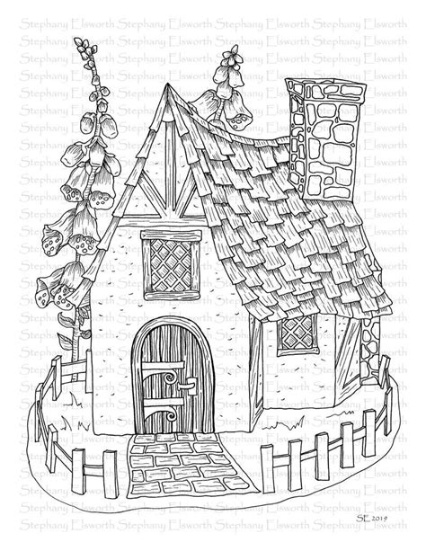 faerie houses ii set   printable coloring pages   etsy house