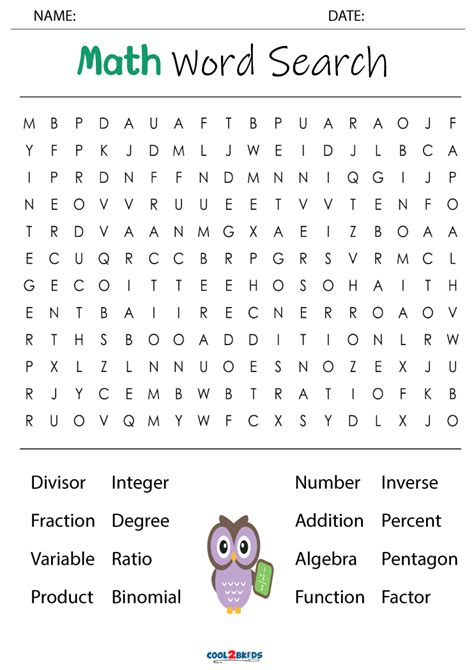 easy math word search  kids tree valley academy math terms word