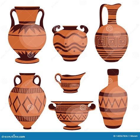 ancient greek vases stock vector illustration  object