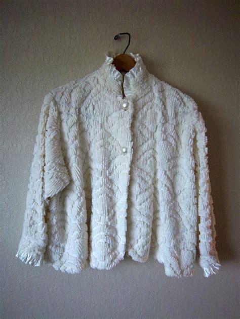 chenille bed jacket house jacket ivory vintage