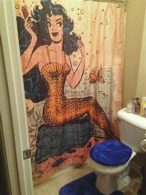vintage coast golden tail mermaid shower curtain bathroom decor accessories gojeek