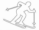 Skier Outline Printable Pattern Template Crafts Winter Patternuniverse Kids Stencils Skiing Use Board Creating Print Cut Pdf Craft January Peace sketch template