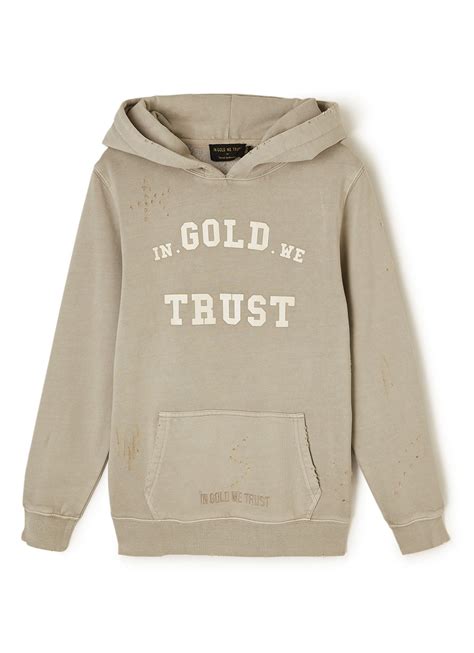 gold  trust hoodie met logoprint en ripped details grijs de bijenkorf