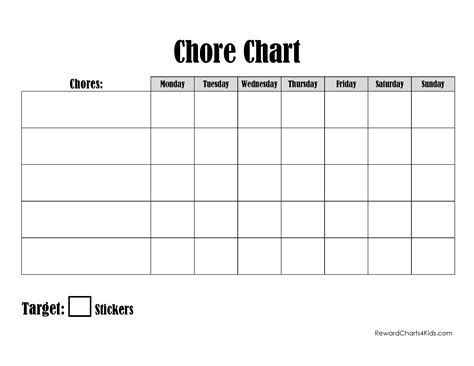 printable chore chart  kids customize  print  home