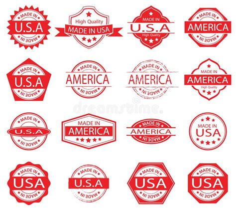 america label set  stock vector illustration  manufacture guarantee