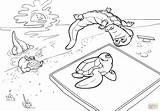 Coloring Crocodile Trampolining Turtle Pages Drawing sketch template