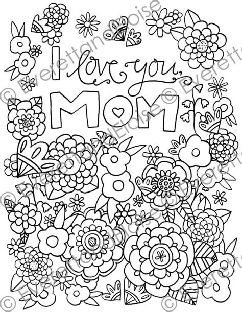 digital   love  mom coloring page