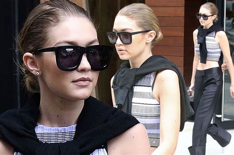gigi hadid bares her belly in a crop top as she heads out for low key