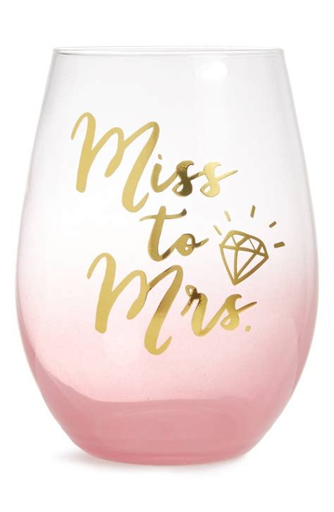 Slant Collections Miss To Mrs Stemless Wine Glass Bride
