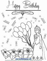 Happy Coloring Birthday Elsa Pages Birthsday Gif Frozen sketch template
