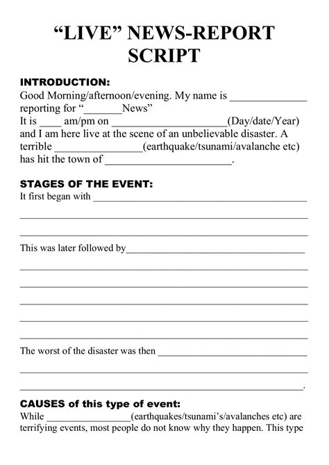 natural disaster  newsreport script template