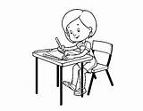 Desk Coloring Girl Her Coloringcrew School Template Sketch sketch template