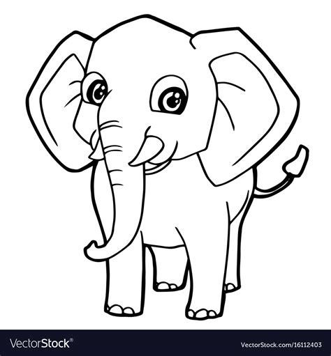 cartoon cute elephant coloring page royalty  vector