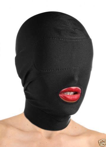 Blindfold Mask Spandex Padded Blindfold Eye Face Mask Open Mouth Hood