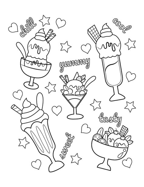 printable ice cream sundaes coloring page