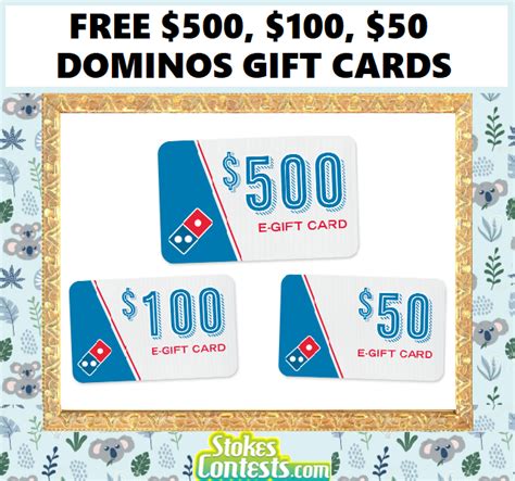 stokes contests freebie     dominos gift cards